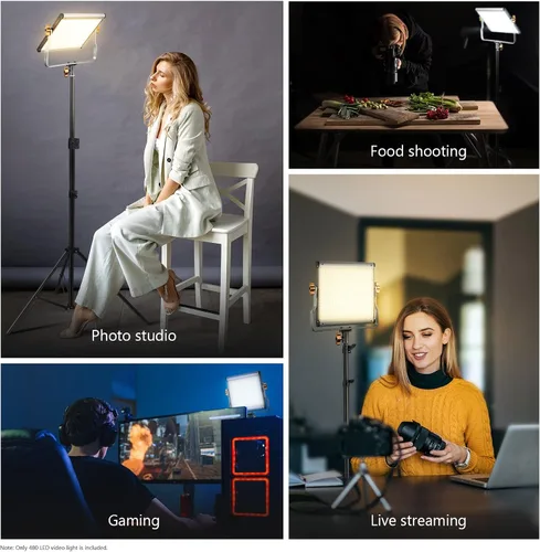 Vista 7 de Neewer Luz de video profesional regulable bicolor con soporte en U para estudio, kit de iluminación para video al aire libre de YouTube