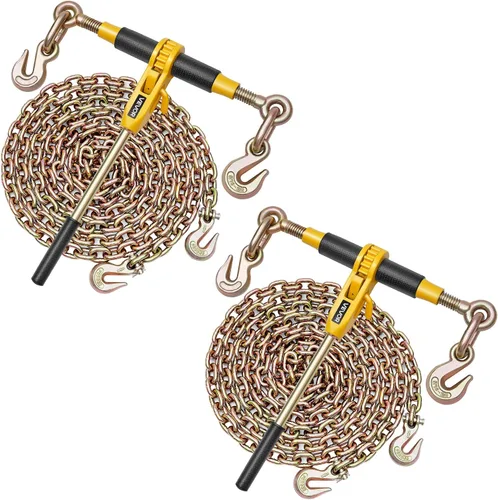 VEVOR Tensor de cadena de trinquete, cadenas G80 de 5/16 pulgadas x 10 pies, carga de trabajo de 8000 libras de tensor de carga de trinquete, juego