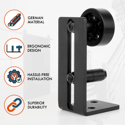 Vista 2 de Guía de piso para puerta de granero, guía de piso de puerta corredera de granero para rodillo inferior ajustable, opciones de 8 configuraciones