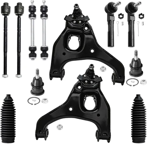 Vista 87 de Detroit Axle - Kit de suspensión frontal de 12 piezas para Volkswagen Jetta Golf Beetle, 2 brazos de control inferiores, 2 rótulas inferiores