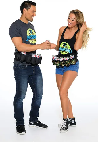 Vista 6 de Cinturón de cerveza Soporte aislado resistente para 6 cervezas frías Correa de cintura ajustable con hebilla Bolsillo oculto con cremallera, 6