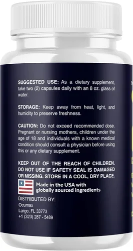 Vista 8 de OcuMax Capsules - Official OcuMax Advanced Eye Health Support Maximum Strength, All Natural Supplement Vitamins for Overall Health & Wellness