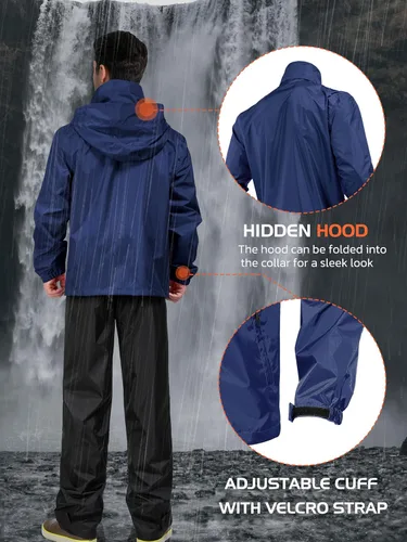 Vista 4 de Rodeel Traje impermeable para pesca para hombres (conjunto de chaqueta y pantalón de lluvia)