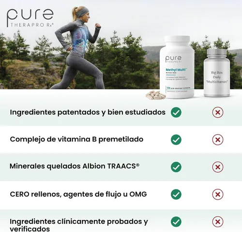 Vista 3 de Pure Therapro Rx Metil Multi Sin Hierro, Multivitamínico, 120 Cápsulas
