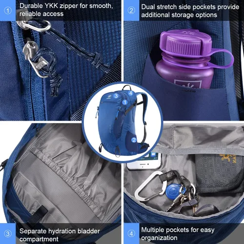 Vista 12 de KAILAS Q-WIND II 28L Hiking Daypack Waterproof Lightweight Backpack with Rain Cover for Men Women Travel Outdoor