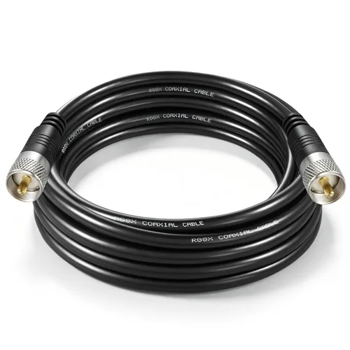 Vista 12 de Cable de antena CB, puente coaxial RG8x, cables coaxiales CB de baja pérdida UHF macho a macho de 6 pies, 50 ohmios para antena de radio HAM