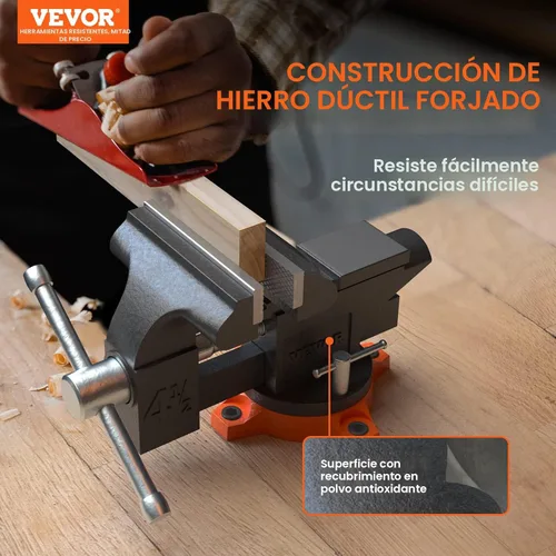 Vista 2 de VEVOR Tornillo de banco, ancho de mandíbula de 4.5 pulgadas, apertura de mandíbula de 3.3 pulgadas, base de bloqueo giratoria de 240 grados