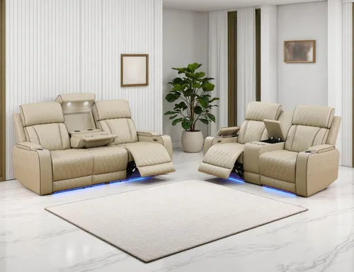 Vista 35 de Juego de sofá reclinable eléctrico, juego de sofá y silla reclinable de cuero, juegos de muebles de sala de estar, muebles de lujo de 3 piezas