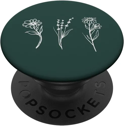 PopSockets intercambiables con diseño floral verde bosque minimalista