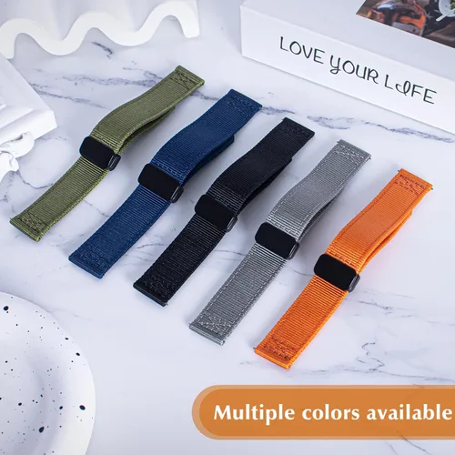 Vista 7 de 20mm 22mm Watch Band Compatible with Samsung Galaxy Watch 6 Band, Nylon Quick Release Replacement Strap with Magnetic Buckle for Women Men