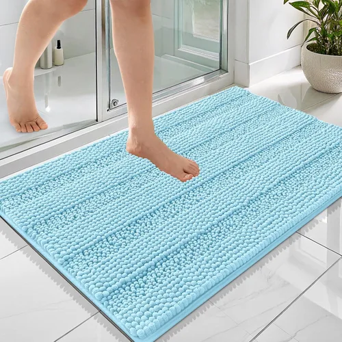 Vista 274 de OLANLY Alfombras de Baño Gruesas de 47 x 20 pulgadas, Extra Suaves Absorbentes de Chenilla a Rayas, Respaldo de Goma, Lavables y Secables a Máquina