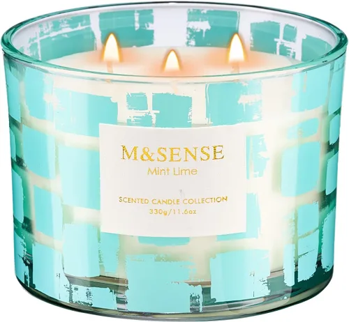 Vista 18 de M&SENSE Vela Perfumada de Eucalipto, Cera de Soja 11.6oz 60 Horas de Combustión Duradera, 3 Mechas Vela Orgánica Altamente Perfumada de Temporada
