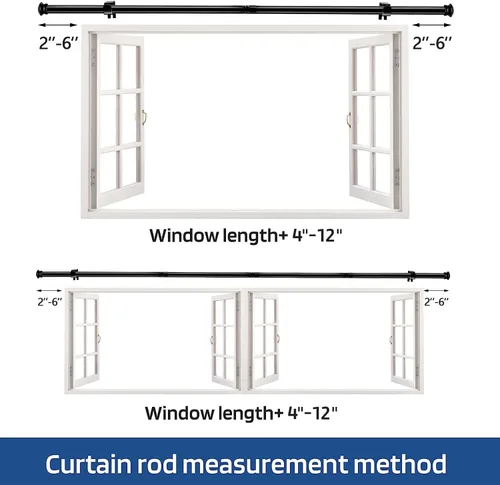 Vista 6 de Barras de cortina decorativas estándar de 30 a 45 pulgadas, juego de cortineros pequeños de 5/8 pulgadas de diámetro, barras de cortina resistentes