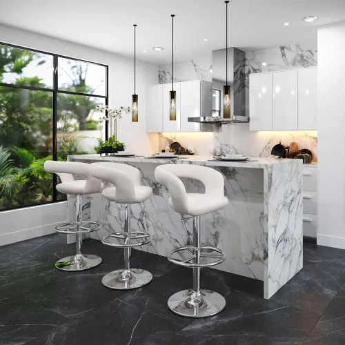 Vista 16 de Zuri Muebles Monza - Taburete giratorio sin brazos de altura ajustable azul oscuro