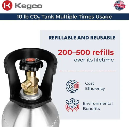 Vista 5 de Kegco Cilindro de Co2 Tanque de Aluminio de 10 lb