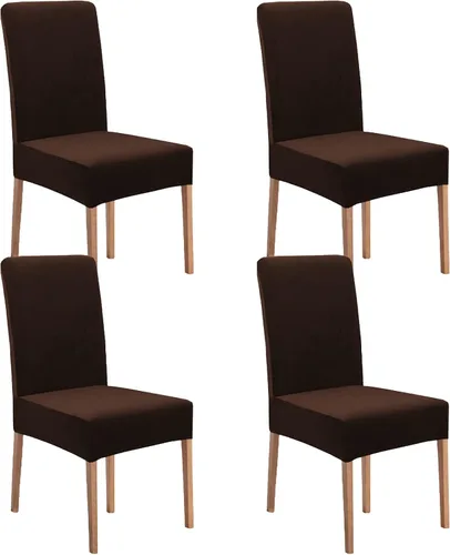 Vista 21 de Stretch Velvet Dining Chair Covers Soft Ultra Thick Seat Protector Removable Washable Slipcover for Bedroom and Dining Room Set of 2 Black (Black 2)