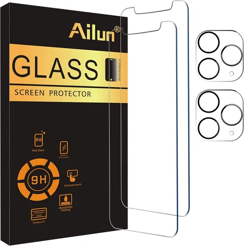 Vista 27 de Ailun Paquete de 2 protectores de pantalla compatibles con iPhone 11 [6.1 pulgadas] + 2 protectores de lente de cámara, película de vidrio templado