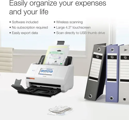 Vista 2 de Epson RapidReceipt RR-600W Escáner de recibos y documentos inalámbrico de escritorio a color dúplex con software de gestión de recibos, pantalla