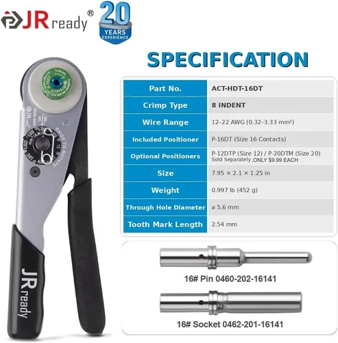 Vista 4 de Kit de conectores Deutsch JRready DW5011 - Conectores DT de 2, 3, 4, 6 pines, tamaño 16# contactos sólidos 16-20 AWG, herramienta de crimpado
