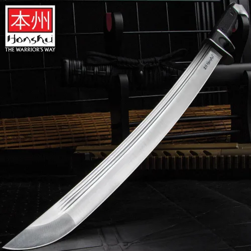 Vista 8 de HONSHU Sub-Hilt Wakizashi - Espada y funda Hoja de acero de alto carbono 1060 Mango TPR y protector de acero al carbono Funda de madera