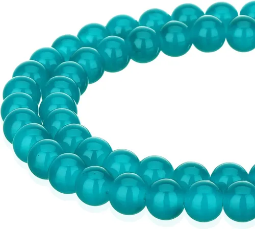 Vista 8 de RUBYCA 1 hebra 10MM Jade imitación ronda pintado recubierto de cuentas de vidrio DIY fabricación de joyas bebé rosa