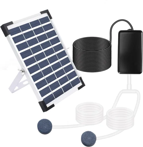 Lewisia Kit de bomba de aire solar de 5 W, 3 modos de funcionamiento, aireador de estanque, oxigenador de burbujas, acuaponía, pecera, estanque,