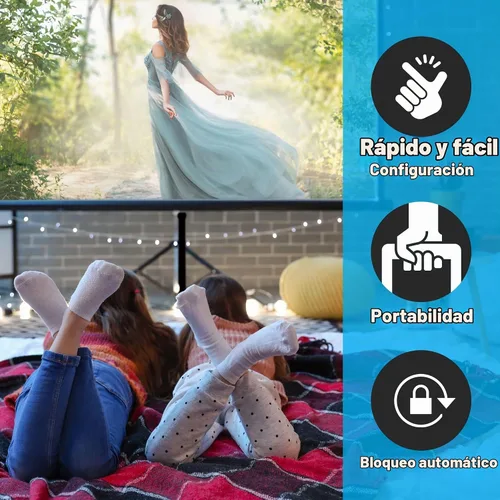 Vista 4 de Pyle Pantalla de proyector de 100 pulgadas 16:9 para interiores y exteriores, pantalla de proyección HD transparente de 1.5 para presentaciones