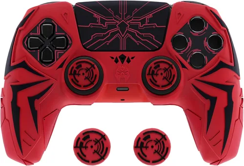 Vista 10 de PlayVital Design for ps5 Controller Silicone Case with 2 Thumb Grips and 6 Sticker, Cyber Spider Design, Anti-Slip Shockproof Controller Cover Skin