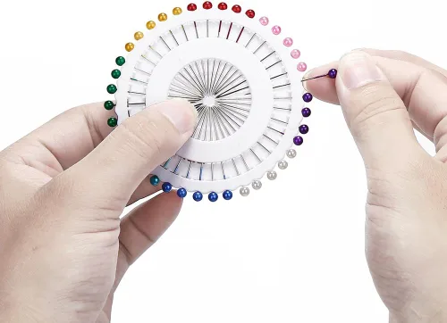 Vista 3 de DECORA 480 piezas de alfileres de costura multicolor rectos para acolchado con cabeza de perla para Navidad y otras manualidades