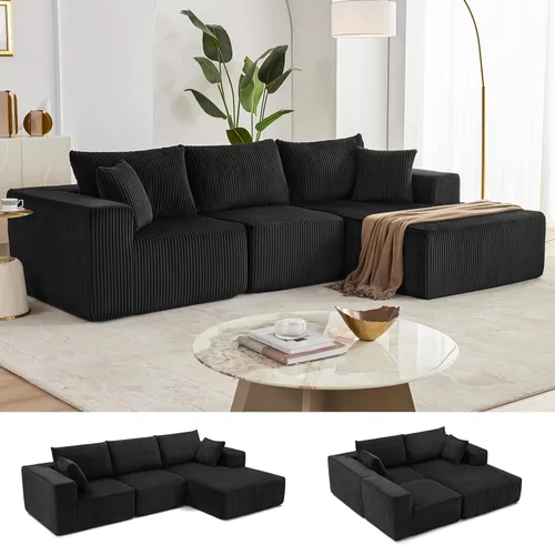 Vista 60 de Weture 95''Modular Sectional Sofa with 1 Chaise and 1 Ottoman, Boneless couches for Living Room Furniture,Comfort U Shaped Sofa， Deep Seat Corner