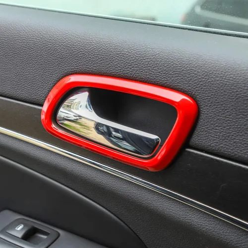 Vista 6 de CheroCar Cubierta de anillo de decoración para Jeep Grand Cherokee 2011-2020, accesorios interiores (rojo)