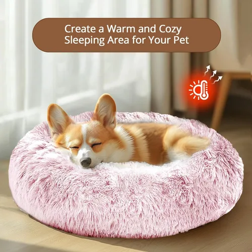 Vista 321 de JOLLYVOGUE Cama Calmante para Perros Pequeños - Cama para Perros Pequeños en Forma de Dona Lavable de 23 Pulgadas para Gatitos y Cachorros, Camas