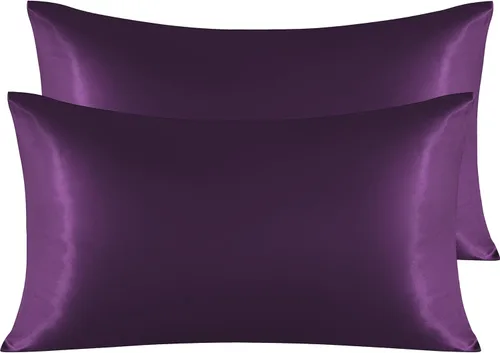 Vista 74 de NTBAY Paquete de 2 fundas de almohada estándar de satén para cabello y piel, lujosas y sedosas fundas de almohada con cierre de sobre, 20 x 26