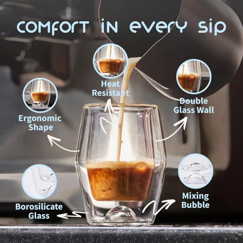 Vista 3 de Taza de viaje de vidrio para espresso con tapa, vaso de vidrio de doble pared reutilizable, se ajusta a la mayoría de las cafeteras/portavasos de su