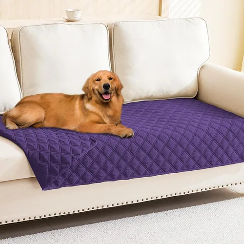 Vista 43 de Smiry Funda impermeable para cama de mascota, suave y lavable, para muebles, cama, sofá, reversible, a cuadros (30 x 53 pulgadas, color beige/beige)