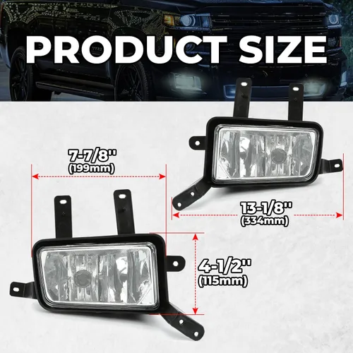 Vista 4 de ECOTRIC Luces antiniebla con labios cromados Compatibles con lámparas de parachoques 2015-2020 Chevy Chevrolet Tahoe Suburban con interruptor y kit