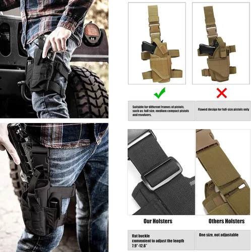 Vista 9 de Drop Leg Holster, Thigh Gun Holsters for Men Women, Airsoft Pistol Holster Leg Harness for Large Medium Glock Pistols
