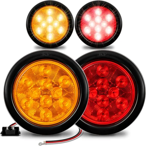 Vista 11 de Luces de LED traseras, de freno, redondas, color rojo, de 4 pulgadas para camiones, casas rodantes, Jeep. – Certificado DOT, anillo de hule