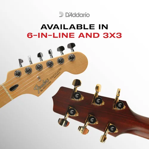 Vista 5 de D'Addario Afinadoras de ajuste automático - Afinadores de bloqueo para guitarras - Configuración de 6 en línea, color negro