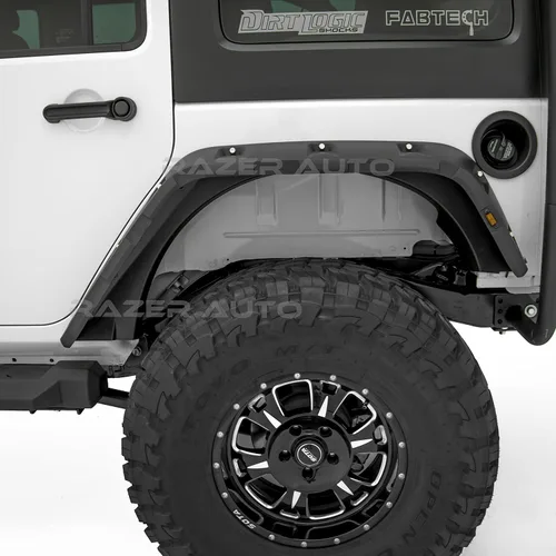 Vista 7 de Rock Crawler - Estilo de bolsillo con acabado negro liso, remache delantero+trasero, 4 guardabarros con 10 luces LED laterales (negro suave)