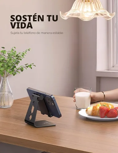 Vista 2 de Lamicall Soporte de teléfono universal ajustable., Negro Adjustable Viewing Angle, Stable Anti-Slip Base, Case Friendly for iPhone 17 16 15 14 Pro
