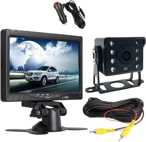 Car Monitor 7 Inch LCD Display Compatible with Truck Bus Van Rear View Kit, with IR Night Vision L ED Reversing Camera