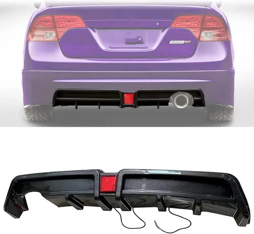 Difusor de parachoques trasero compatible con Honda Civic Sedan 2006, 2007, 2008, 2009, 2010, 2011, Honda Civic Sedan estilo fibra de carbono,