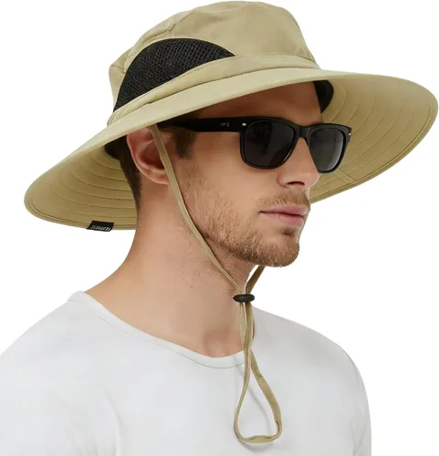 EINSKEY Sombrero de ala ancha, protección UV UPF 50+, impermeable, plegable, para hombres y mujeres, pesca, senderismo, playa, jardín 01 caqui