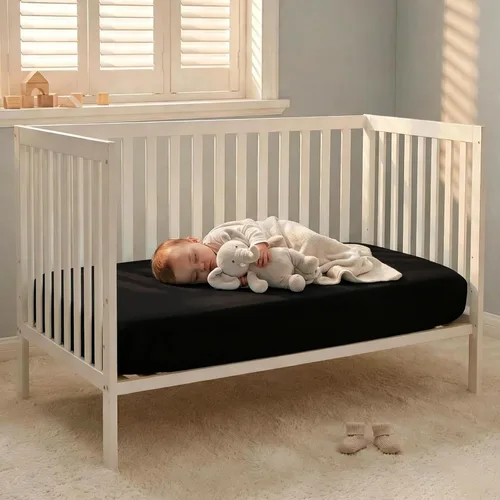 Vista 6 de NTBAY - Sábana bajera ajustable para cuna para bebé, color sólido y suave, 28.0 x 52.0 pulgadas Aguamarina
