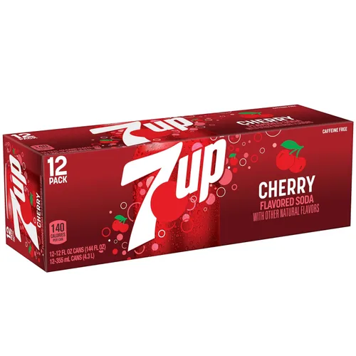 Vista 5 de 7UP Soda con sabor a cereza, latas de 12 onzas líquidas (paquete de 12)