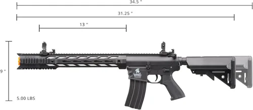 Vista 6 de Lancer Tactical Gen Il SPR Interceptor M4 Airsoft - Eléctrico completo/semiautomático, bolsa de 1000 balas BBS de 0.20g, batería y cargador