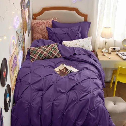 Vista 69 de Bedsure Juego de edredón tamaño King extragrande gris - Juego de ropa de cama en una bolsa de 7 piezas, juego de cama pintuck GentleSoft™ gris