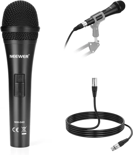 Vista 10 de NEEWER DM01 Micrófono dinámico cardioide con cable XLR para podcast, PC, juegos, transmisión, voz de estudio, discursos, actuaciones en vivo, 600Ω