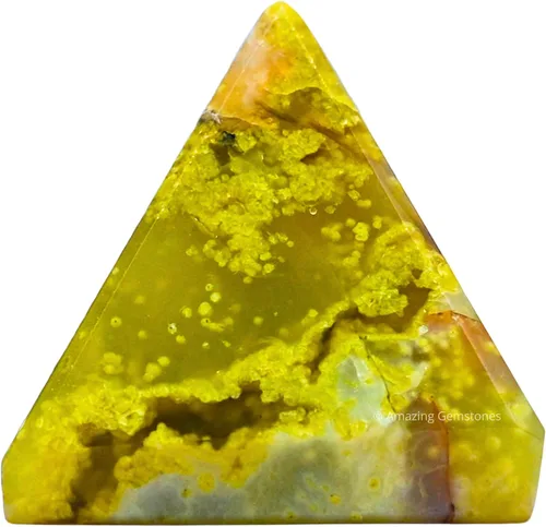 Vista 28 de Amazing Gemstone Piedras curativas de cristal de pirámide de piedra lunar arcoíris – Estatuilla de pirámide de piedra natural de 1 pulgada
